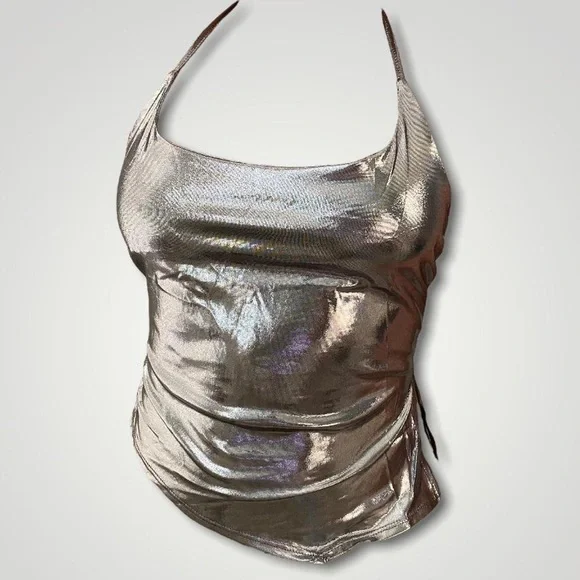Galactic - Silver metallic halter top 🛸 - Picture 4 of 6